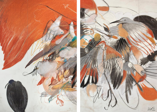 Composition with Solitary Bird (Diptych) 